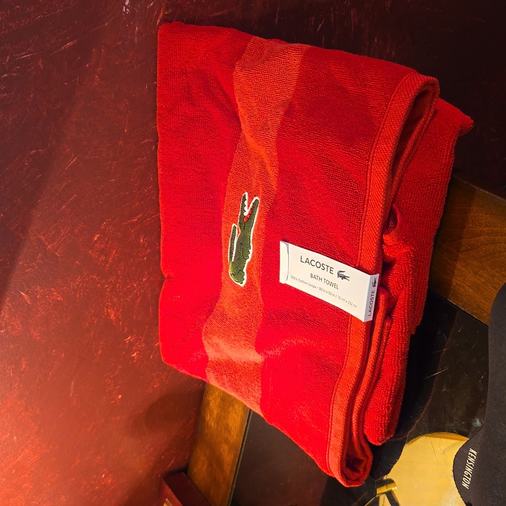 Lacoste 30" x 52" Red NWT  Towel - 100% Cotton